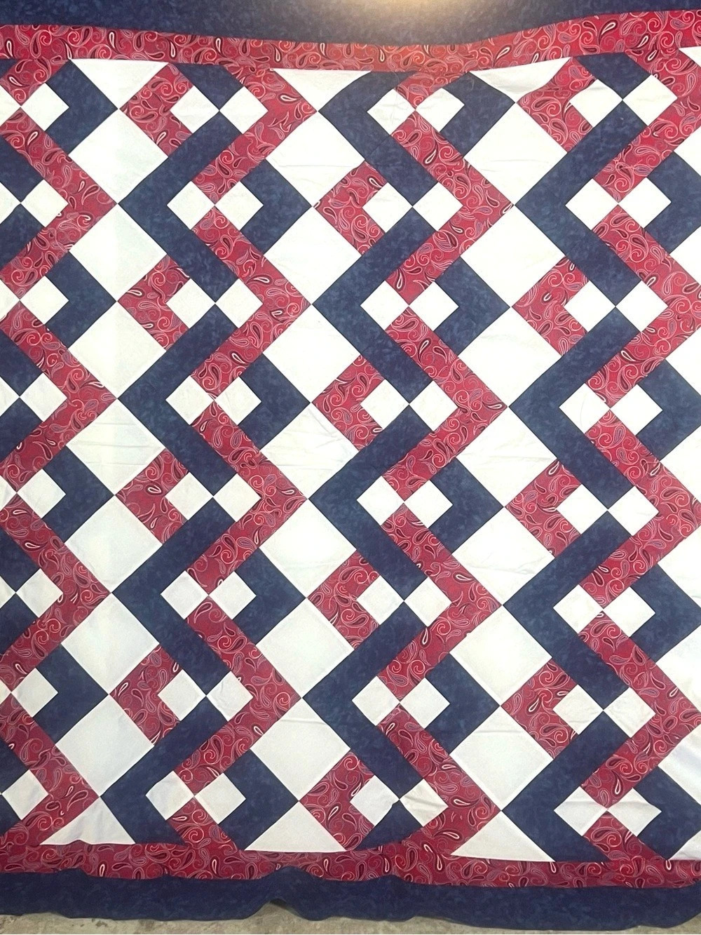 Red White and Blue Geometric Quilt
